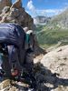 Rucksack vor alpinen Hintergrund